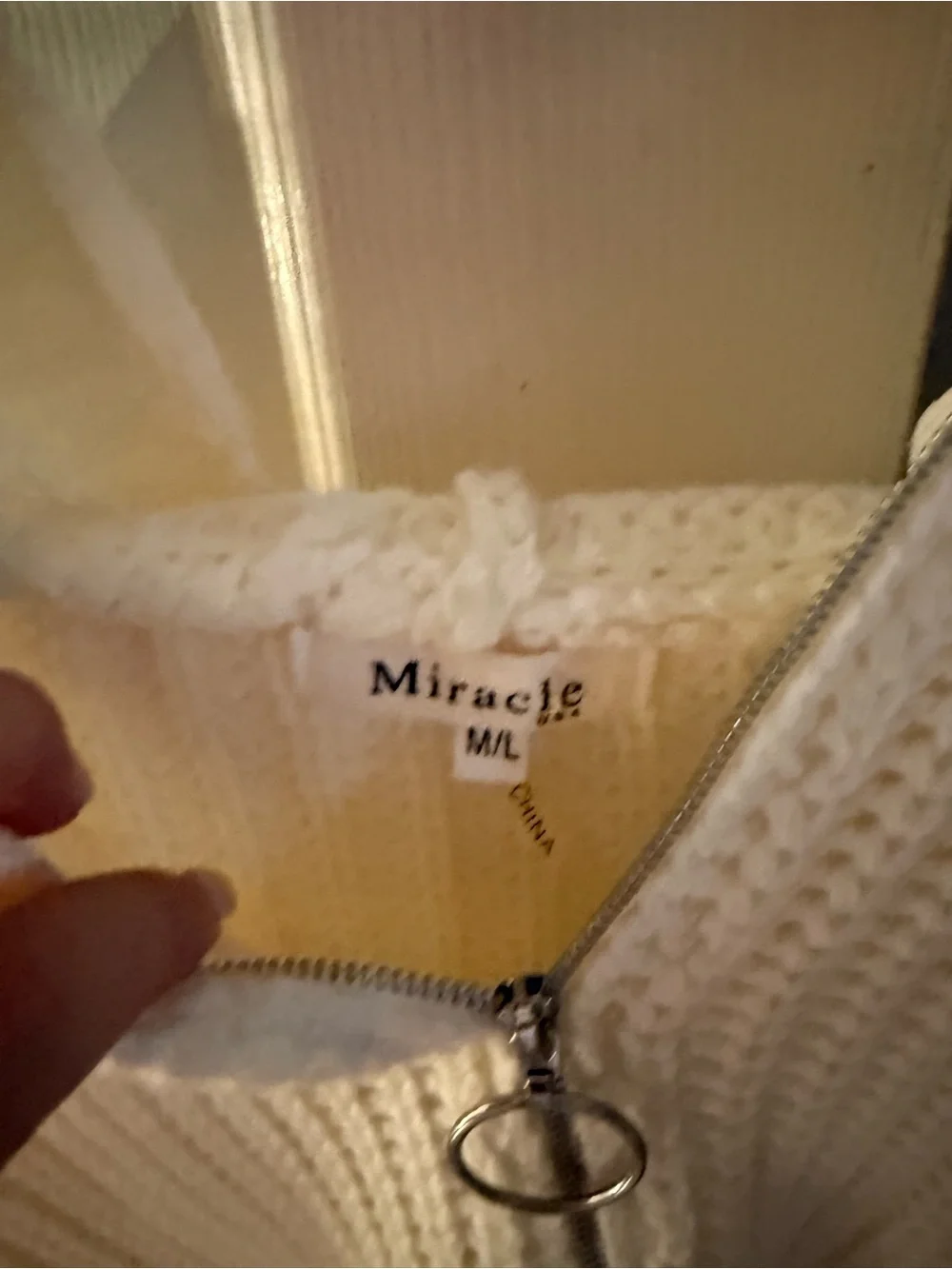 Miracle Cream Hooded Zip Knit Sweater